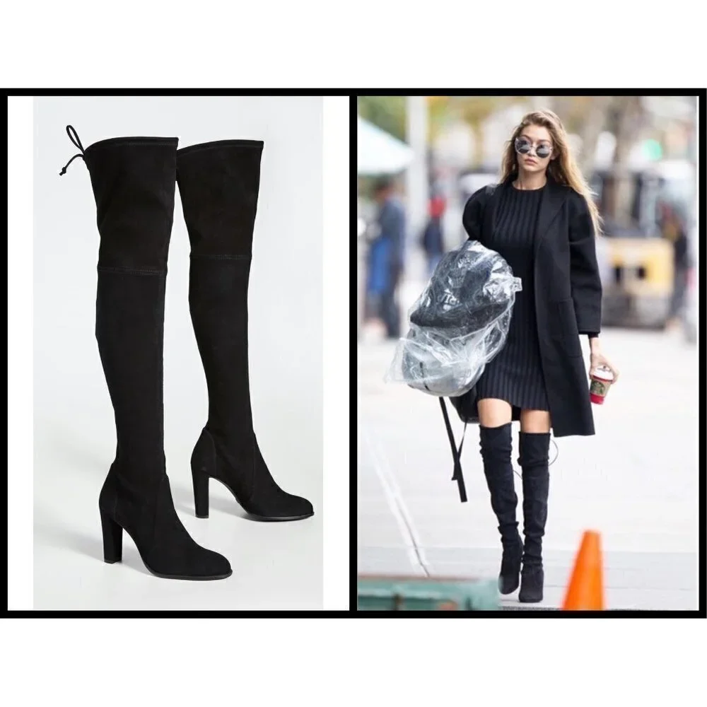 💕STUART WEITZMAN💕 Highland Suede Over-the-Knee Boots ~ Black 7.5
